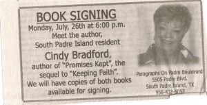 Cindy Bradford book signing